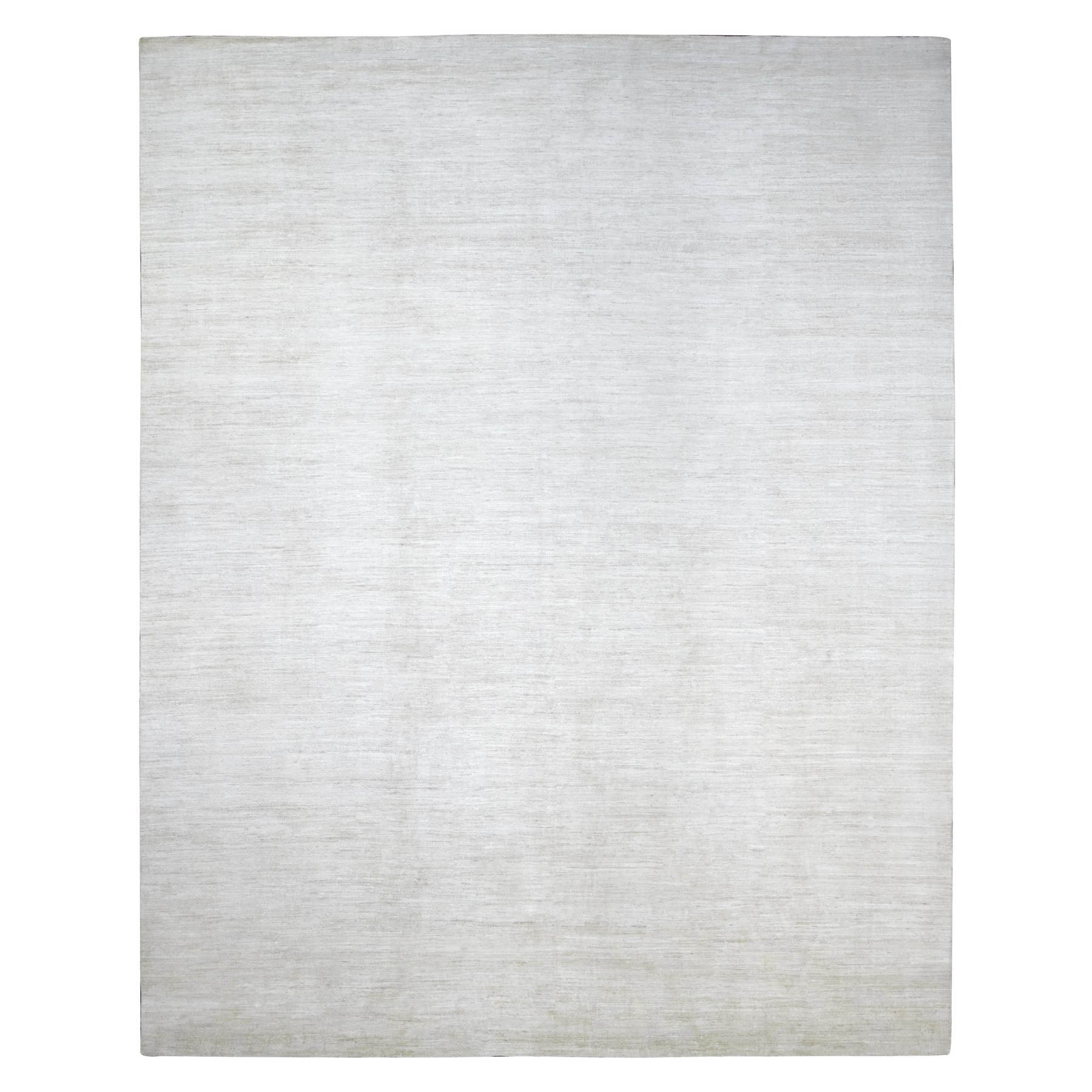 11'5"x14'4" Alabaster White, Plain Solid Pattern, Hand Knotted, Hand Spun Ghazni Wool, Lush and Plush, XL, Oversized, Oriental Rug 